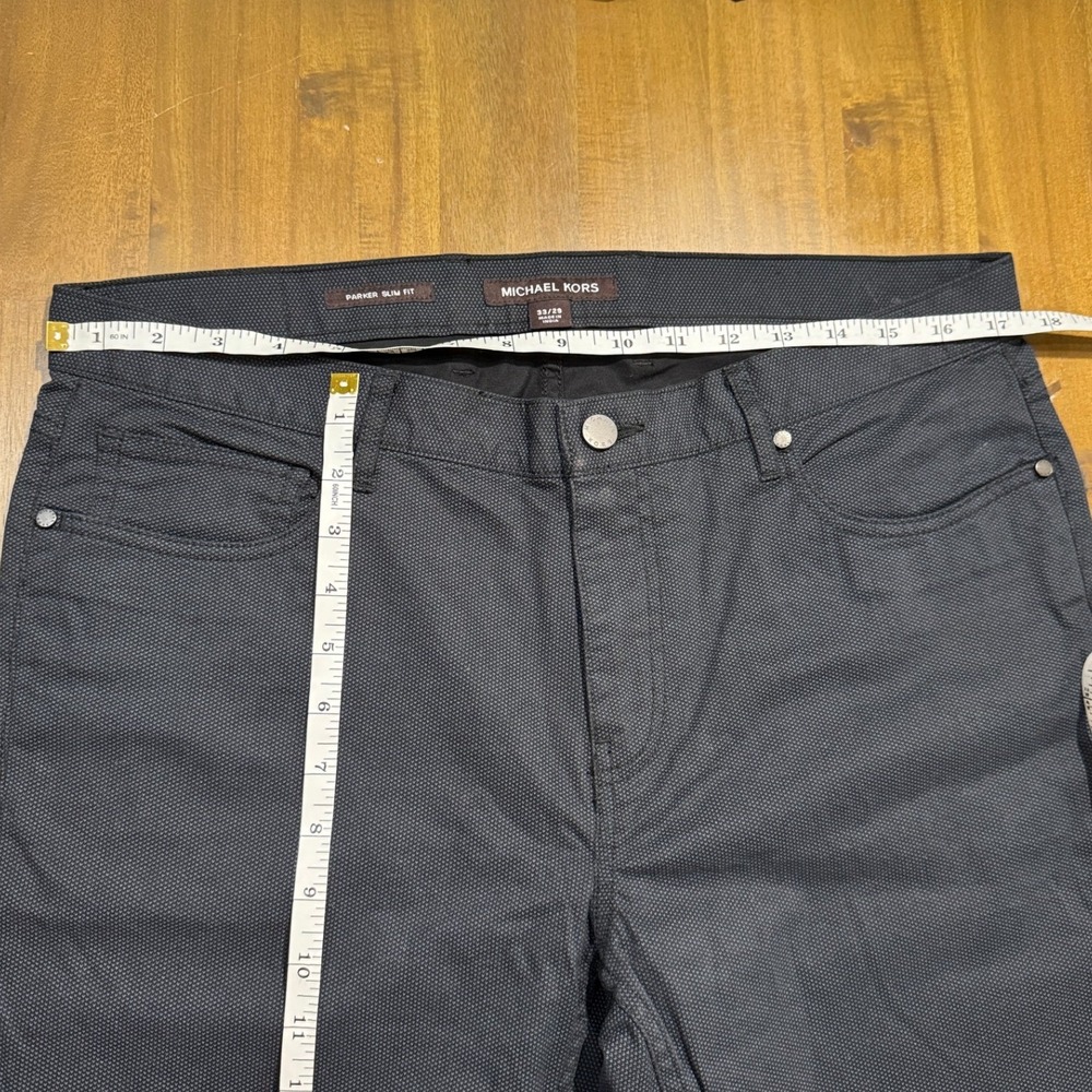 Michael Kors Parker Slim Fit Pants Mens 33/29 Dark Blue Micro Pattern Trousers - Picture 5 of 7